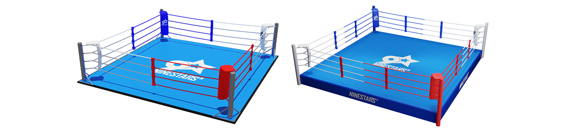 Boxing rings on the ground or on a platform